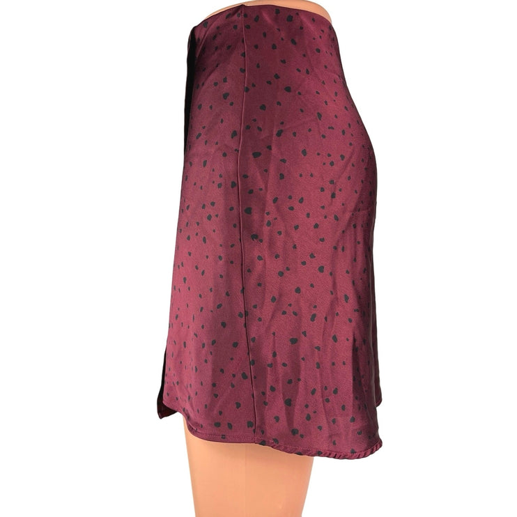 Abercrombie & Fitch Purple Black Dots Silk Satin Mini Slip A-Line Wrap Skirt XXS