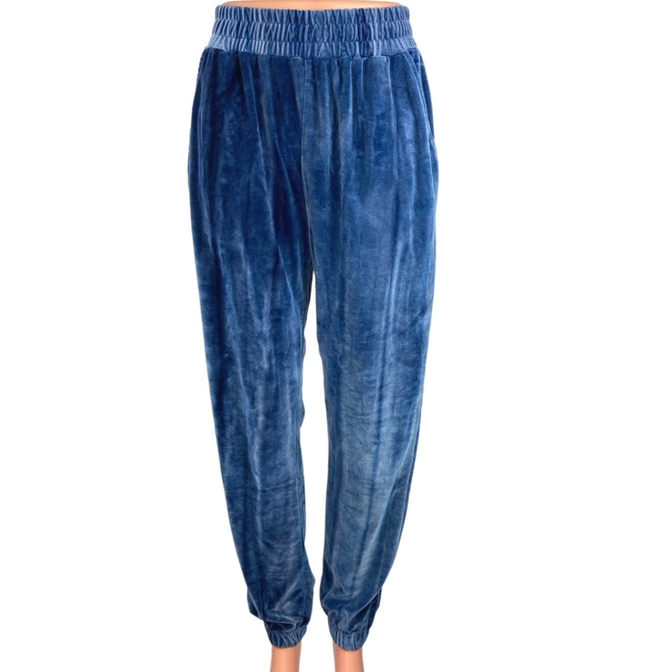 Missguided Blue Velour Elastic Waist Pockets Pull On Jogger Lounge Pants Size 4