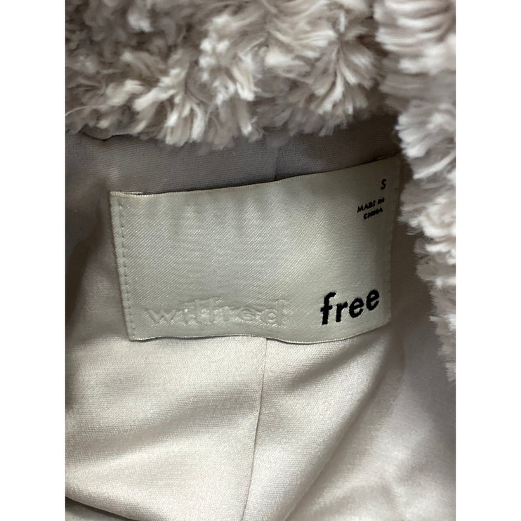 Aritzia Wilfred Cream Faux Fur Robe Collar Long Sleeve Cardigan Coat Jacket Sz S