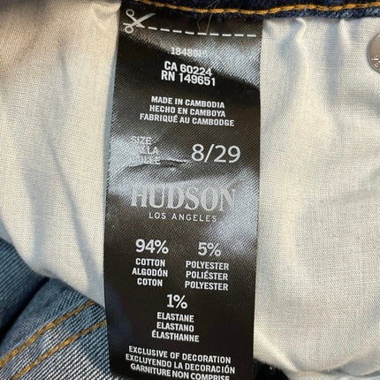 NEW Hudson Jeans Blue Roll Cuff Hem Mid Waist Mom Girlfriend Denim Shorts Size 8