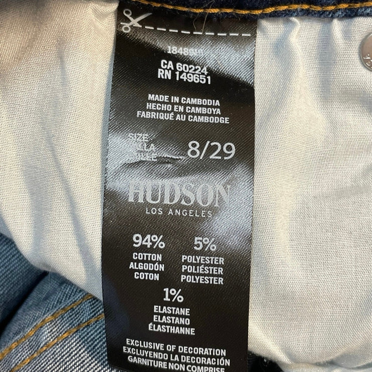 NEW Hudson Jeans Blue Roll Cuff Hem Mid Waist Mom Girlfriend Denim Shorts Size 8
