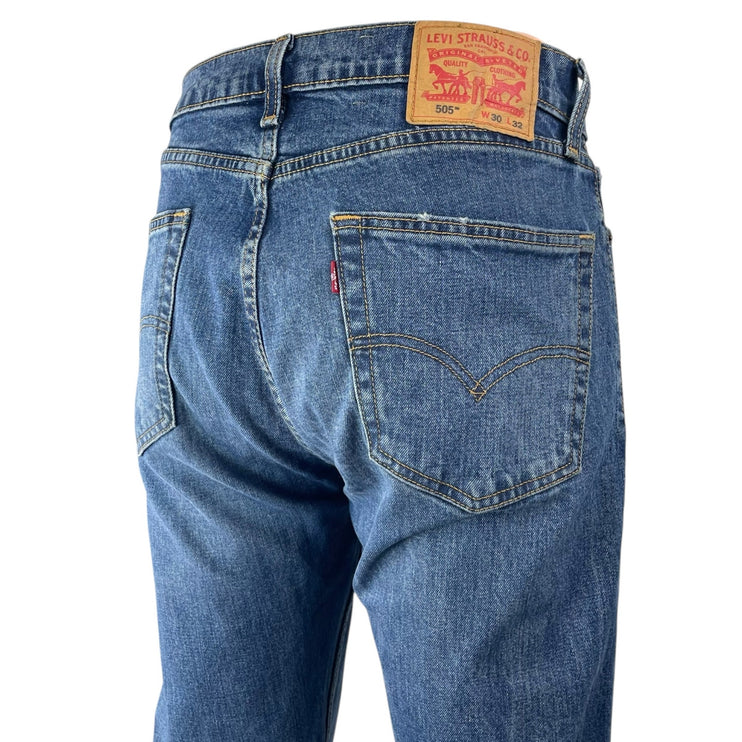 Levi's 505 Men's Blue Medium Wash High Rise Slim Straight Denim Jeans Pants 30