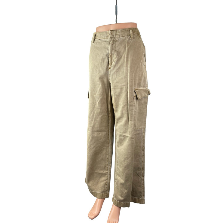 Gap Women's Beige Khaki High Rise Wide Leg Baggy Cargo Trousers Pants Size 8