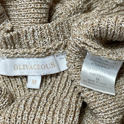 Olivaceous Womens Brown Sleeveless Metallic Ribbed Knit Camisole Crop Tank Top M