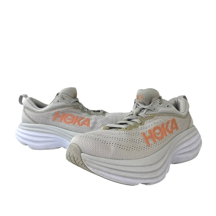 Hoka One One Bondi 8 Women's Gray Lace Up Running Sneaker Shoes Size 6.5