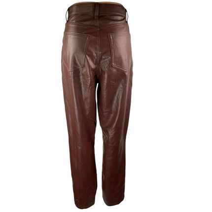 Abercrombie & Fitch The 90s Straight Ultra High Rise Brown Faux Leather Pants 8