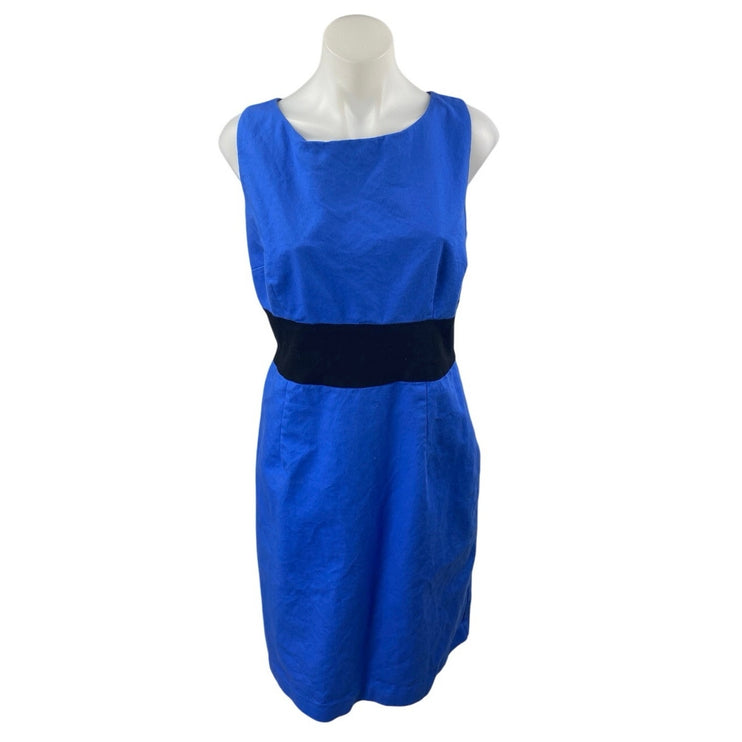Ann Taylor LOFT Women's Blue Sleeveless Boat Neck Mini Sheath Dress Size 12