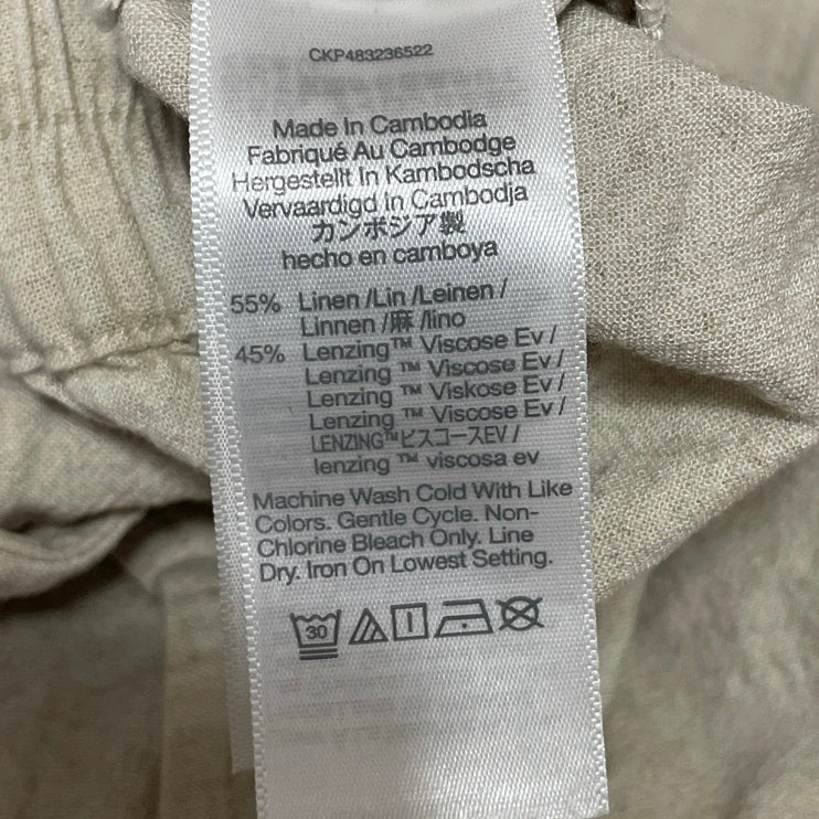 Madewell Women's Cream Linen High Waisted Pleated Wide Leg Trousers Pants Sz 00