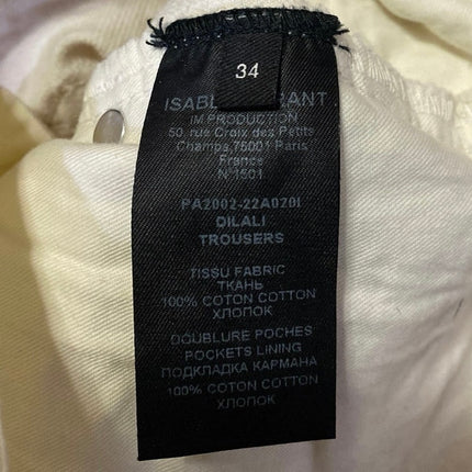 Isabel Marant Women's Cream Raw Hem High Rise Wide Leg Cropped Denim Jeans Sz 34