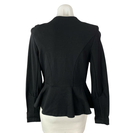 Cabi Women's Black Ponte Knit Collar Long Sleeve Peplum Blazer Coat Jacket Sz 4