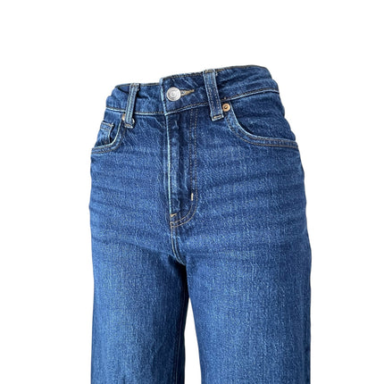 H&M Women's Blue High Waisted Medium Wash Wide Leg Baggy Denim Jeans Size 2