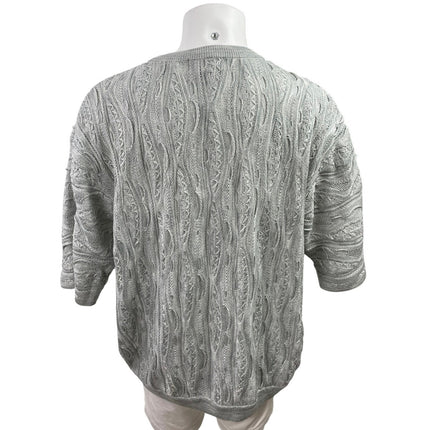 Baam-X Men's Gray Knitted Balloon Puff Short Sleeve Sweater T-Shirt Top Size XL