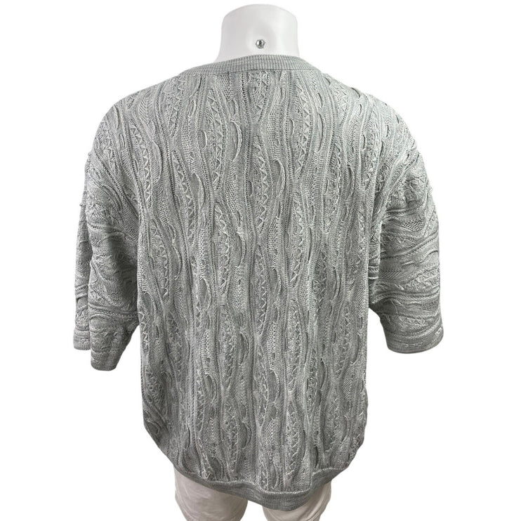 Baam-X Men's Gray Knitted Balloon Puff Short Sleeve Sweater T-Shirt Top Size XL