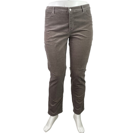 Talbots Flawless Five Pocket Gray Corduroy Straight Leg Trousers Pants Size 16
