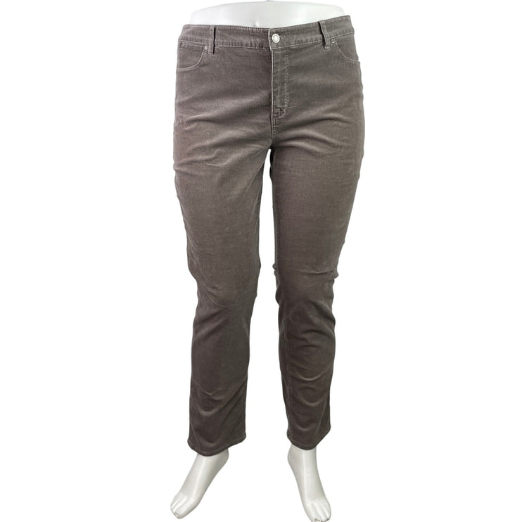 Talbots Flawless Five Pocket Gray Corduroy Straight Leg Trousers Pants Size 16
