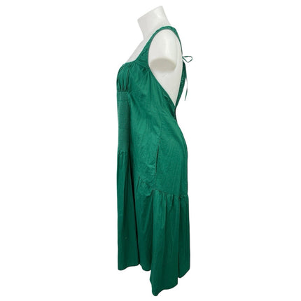 Anthropologie Celandine Green Sleeveless Smocked Summer Midi A-Line Sun Dress XL