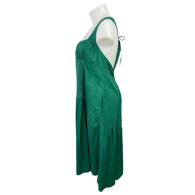 Anthropologie Celandine Green Sleeveless Smocked Summer Midi A-Line Sun Dress XL