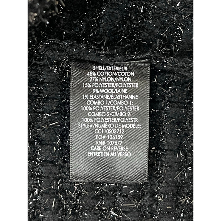 Alice + Olivia Akira Black Silver Beaded Bow 3/4 Sleeve Cardigan Sweater Top M