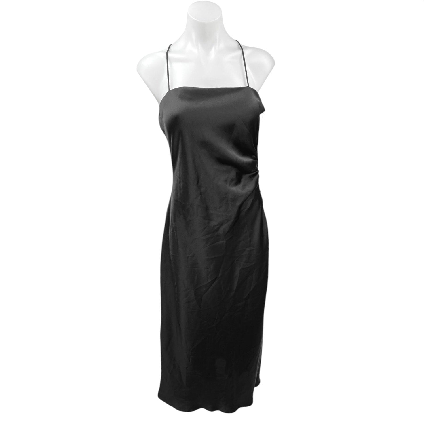 Zara Black Silk Satin Spaghetti Strap Cami Camisole Midi Tank Slip Dre Brie Zara Black Silk Satin Spaghetti Strap Cami Camisole Midi Tank Slip Dre Brie