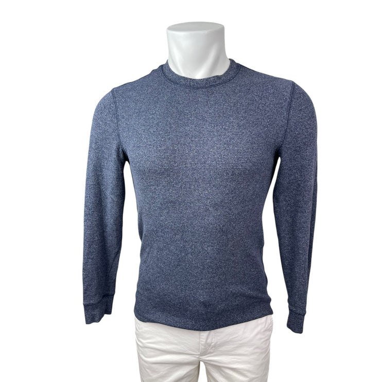 Faded Glory Men's Blue Thermal Waffle Knit Long Sleeve Sweatshirt Sweater Top S