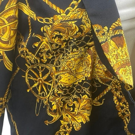 One Way Black Gold Graphic Print 3/4 Sleeve Single Breasted Blazer Coat Jacket S