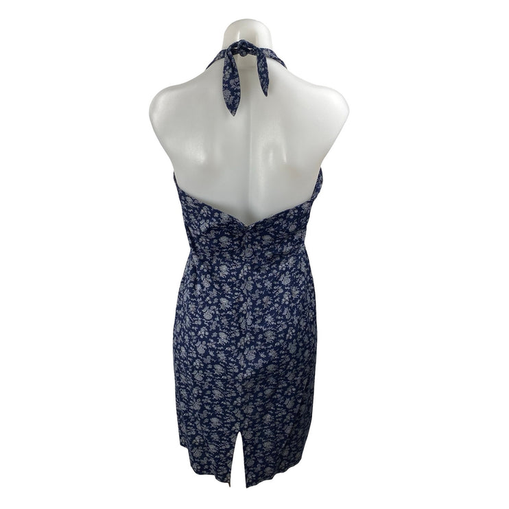 Tommy Hilfiger Blue Floral Halter V Neck Backless Sleeveless Mini Sheath Dress 8