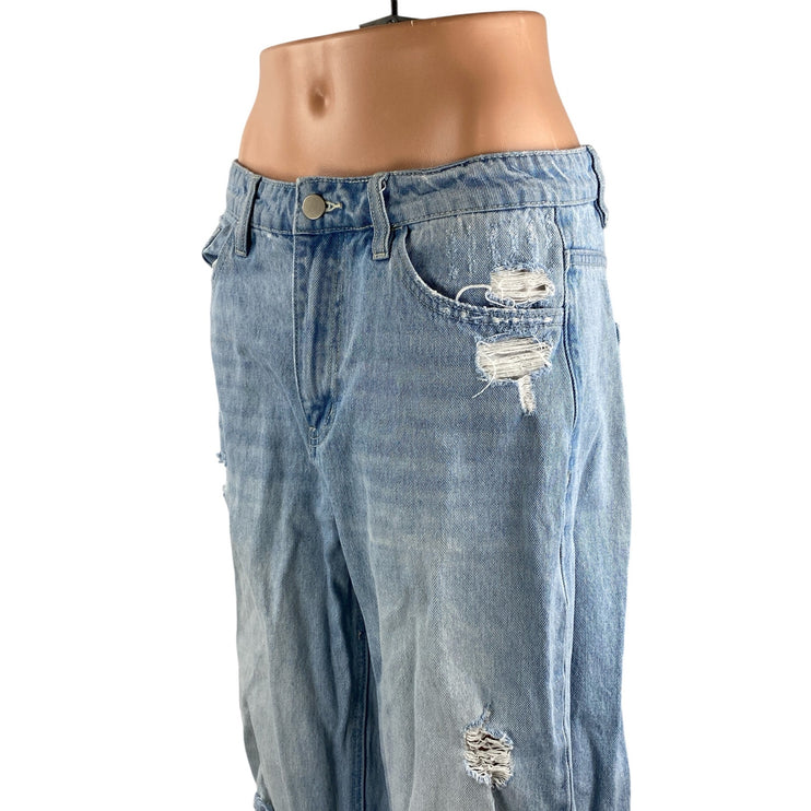 Altar'd State Women's Blue Distressed High Rise Wide Leg Denim Jeans Size 29