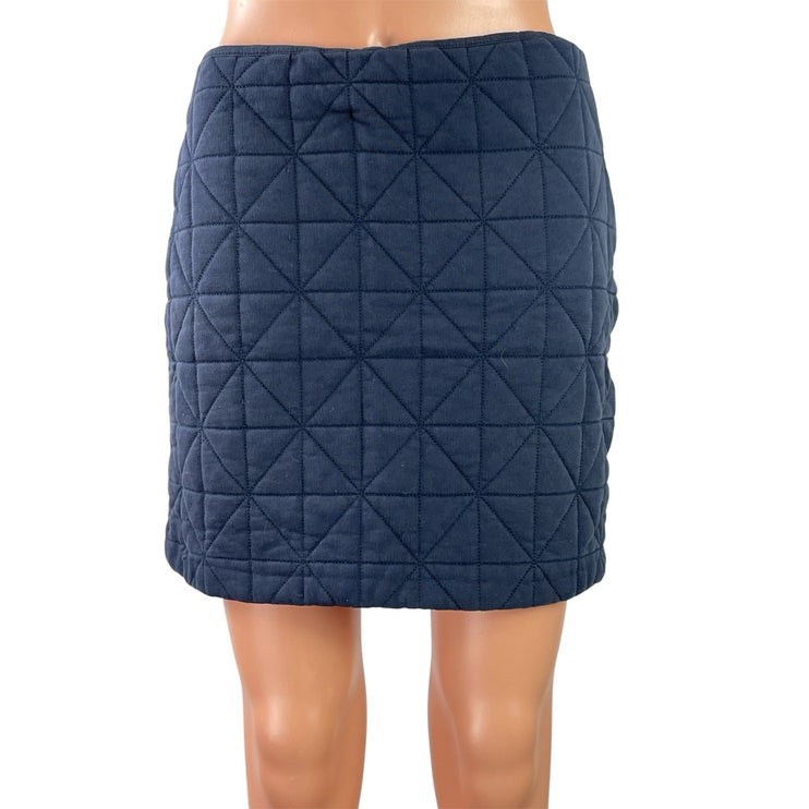 & Other Stories Women's Navy Blue Quilted Puffer Zip Pencil Mini Skirt Size 8
