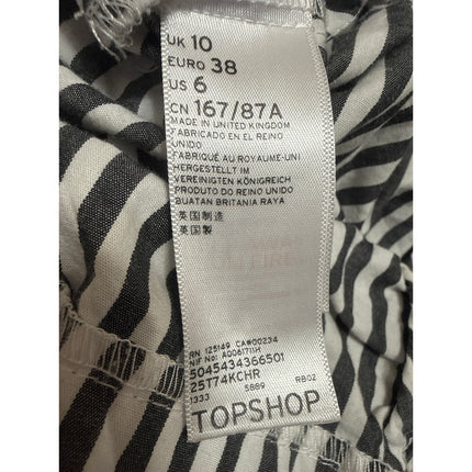 Topshop Women's Black White Striped Long Sleeve Boat Neck Collar Blouse Top 6