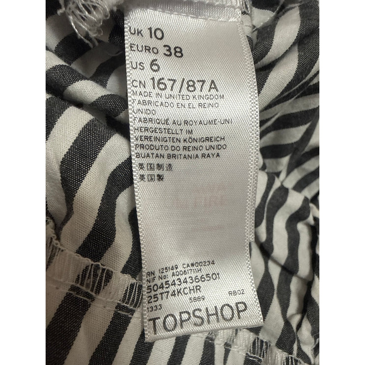 Topshop Women's Black White Striped Long Sleeve Boat Neck Collar Blouse Top 6