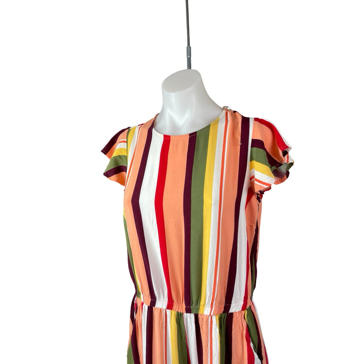 Time and Tru Women's Multicolor Striped Short Sleeve Wide Leg Jumpsuit Size S