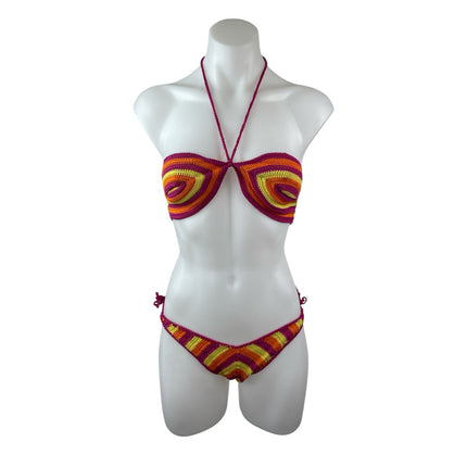 Solid & Striped Azalea Women's Multicolor Crochet Halter Top Bikini Swimwear XL