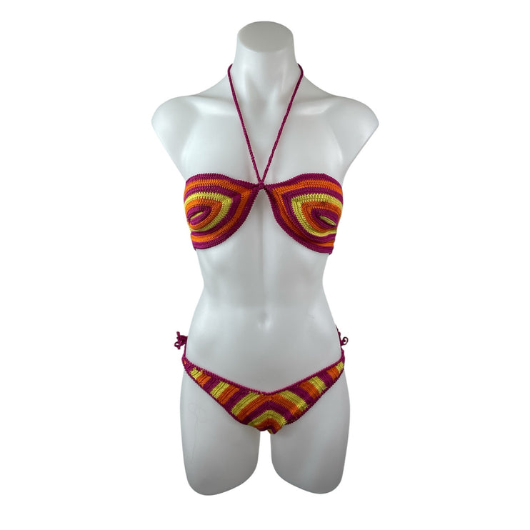 Solid & Striped Azalea Women's Multicolor Crochet Halter Top Bikini Swimwear XL