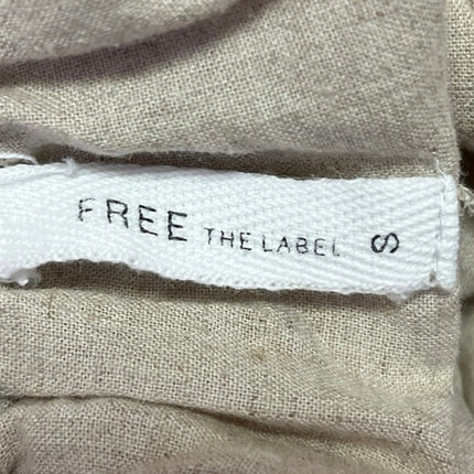 Free The Label Beige Linen Sleeveless Crop Top & High Waist Shorts 2 Piece Set S