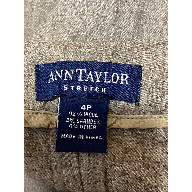 Ann Taylor Jayne Brown Wool Straight Palazzo Wide Leg Trousers Dress Pants Sz 4