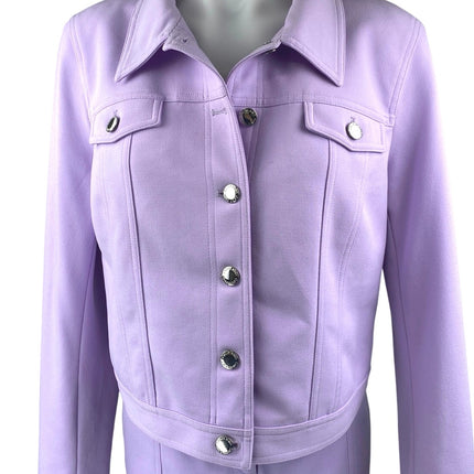 Calvin Klein Purple Lilac Long Sleeve Button Down Blazer Mini Skirt 2 Pc Set 14