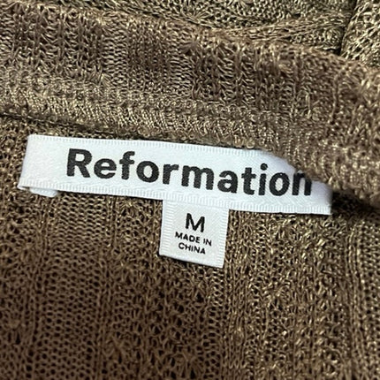 Reformation Women's Brown Knit Long Sleeve Crew Neck Shirt Sweater Top Size M