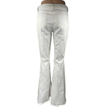 L'Agence Women's White Mid Rise Zipper Bootcut Flared Denim Jeans Pants Size 27