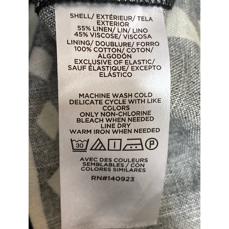 Ann Taylor LOFT Black White Linen Leaf Halter Sleeveless A Line Mini Dress Sz 4