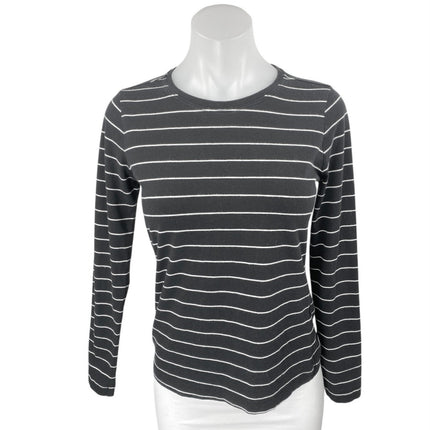 Banana Republic Women's Black Striped Crewneck Long Sleeve Tee T-shirt Top Sz XS
