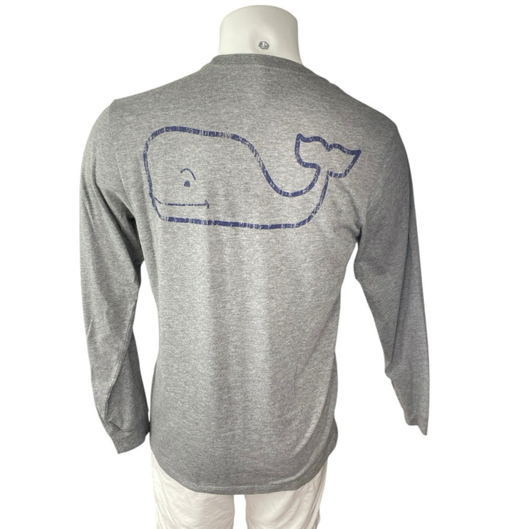 Vineyard Vines Men's Gray Logo Crew Long Sleeve Pocket T Shirt Tee Top Size S