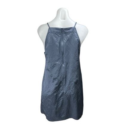 Madewell Blue Sleeveless High Neck Chambray Denim Linen Tank Mini Dress Size M