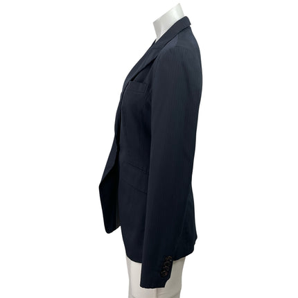 United Colors Of Benetton Black Pinstriped Peak Lapel Blazer Coat Jacket Size 10