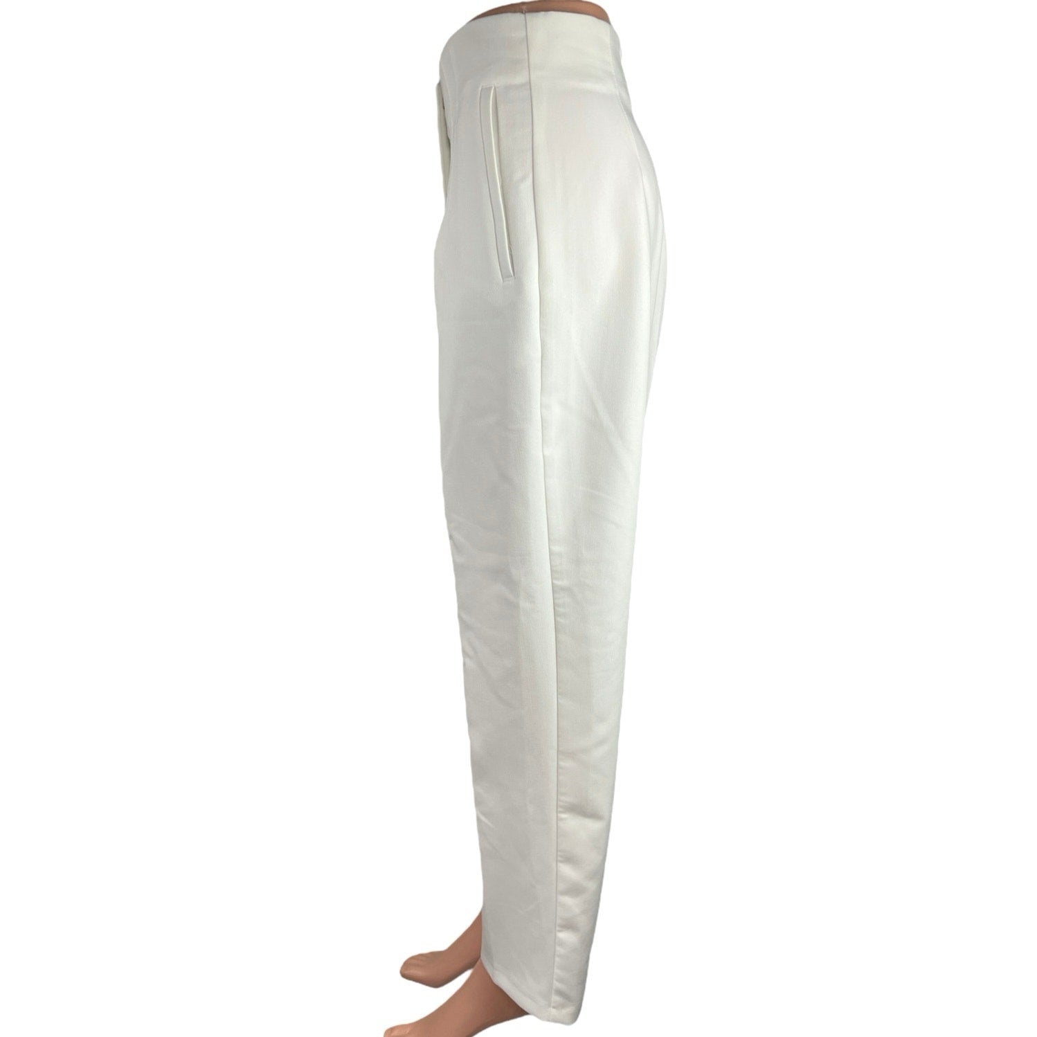 Zara Womens White High Waist Straight Leg Pleated Career Trousers Dres – Brie Zara Womens White High Waist Straight Leg Pleated Career Trousers Dres – Brie
