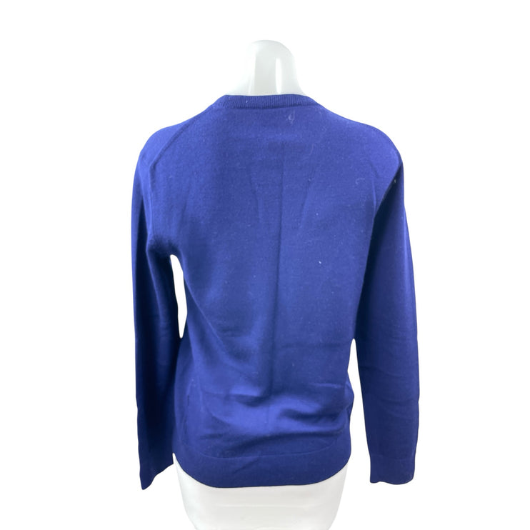 Club Monaco Womens Blue 100% Wool Long Sleeve Crew Neck Knit Sweater Top Size XS