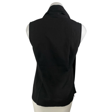 Cabi Women's Black Sleeveless Scarf Shawl Fringe V Neck Tank Blouse Top Size XS