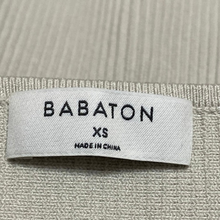 Aritzia Babaton Gray Short Sleeve Ribbed Knit Sculpt Square Neck Crop Top Sz XS