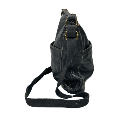 The SAK Iris Black Pebbled Leather Zip Adjustable Crossbody Bag Handbag