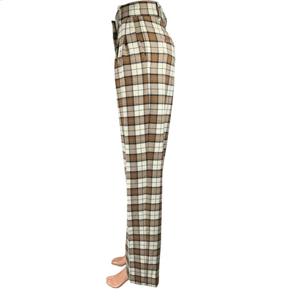 Aritzia Wilfred The Effortless Brown Plaid High Waist Wide Leg Trousers Pants 2