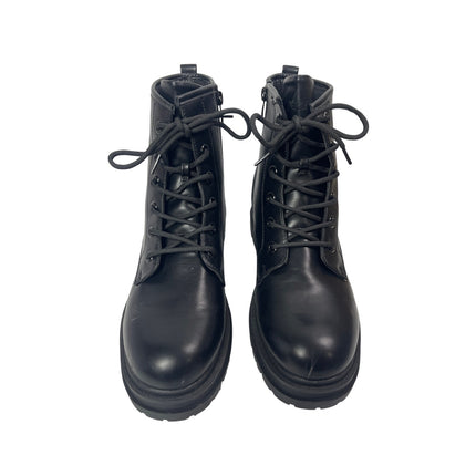 Dream Pairs Black Leather Lace up Round Toe Platform Ankle Combat Boots Size 11
